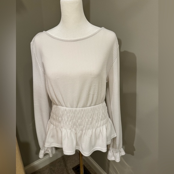 Paper Crane Thermal Waffle White Top - Picture 3 of 10